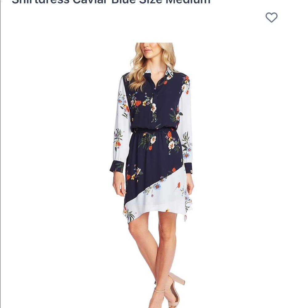Vince Camuto Asymmetrical Hem Floral Dress (M).